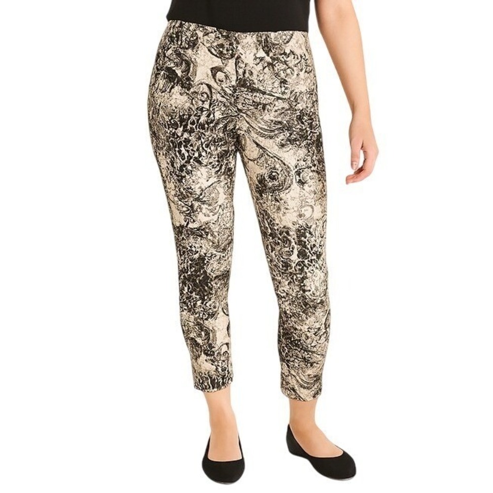 Chicos‎ Pants 00 Perfect Stretch Girlfriend Slim Leg Ankle Animal Print Brown